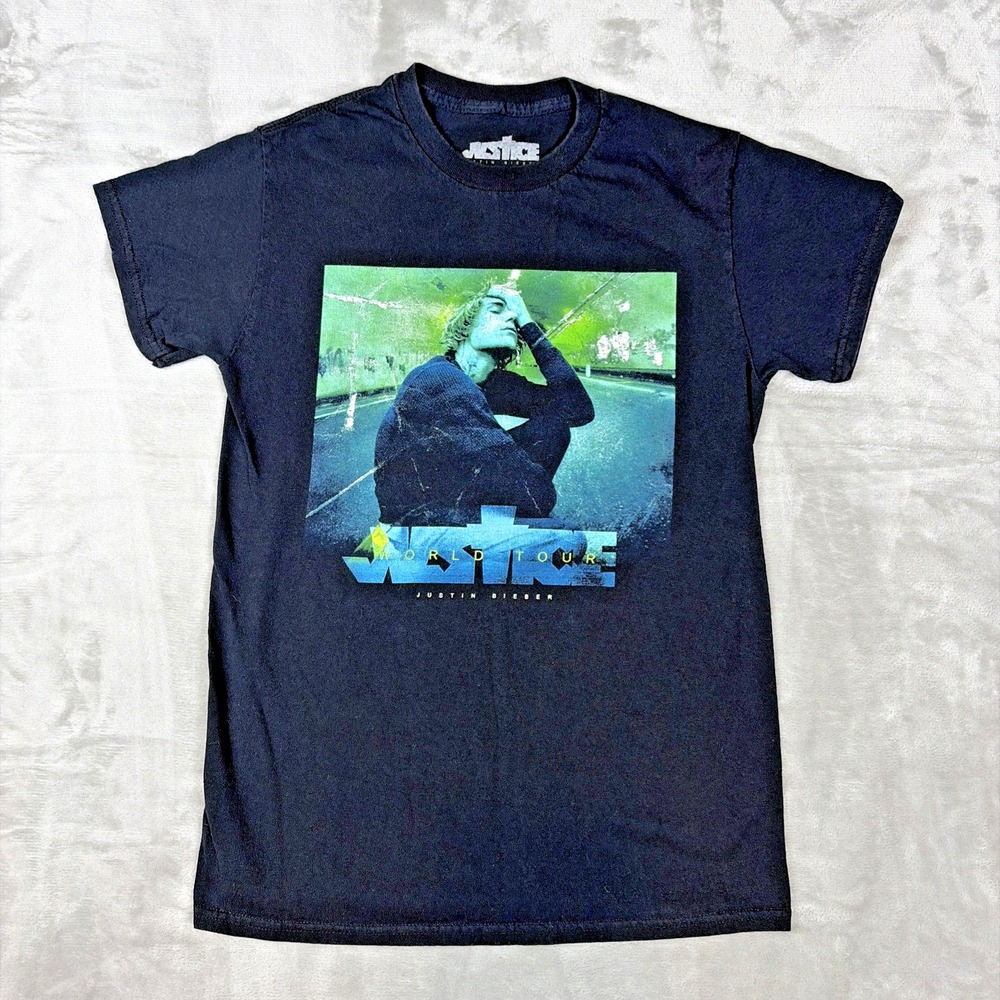 Justin‎ Bieber Justice World Tour T-Shirt Small Black 2022 Concert Graphic Tee